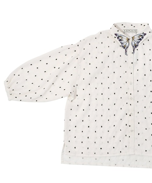 iS ScoLar（イズスカラー）の「542202：シャーリングドットor無地 シアーシャツ（シャツ/ブラウス・レディース・パープル/ネイビー/ブラック/アイボリー・M）」の8枚目の写真