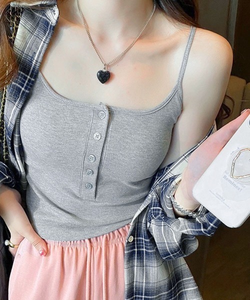 Miniministore(ミニミニストア)の「カップ付きUネックキャミソールレディース(キャミソール・レディース・ベージュ/ホワイト/ブラック/チャコールグレー/グレー/ブラウン・FREE)」の4枚目の写真