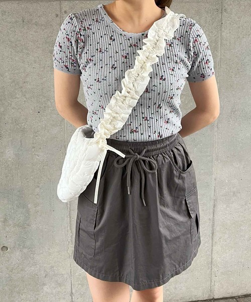 frunco（フランコ）の「花柄サーマル（Tシャツ/カットソー・レディース・ホワイト/ピンク/グレー/グリーン/ブラック・MEDIUM）」の3枚目の写真