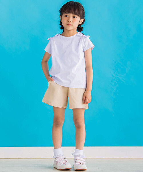 BeBe Petits Pois Vert(ベベプチポワヴェール)の「【店舗限定】無地ツイードポンポンつきキュロット(95~150cm)(その他パンツ・キッズ・ネイビー/ベージュ・120cm/130cm/140cm/100cm/150cm/110cm/95cm)」の18枚目の写真