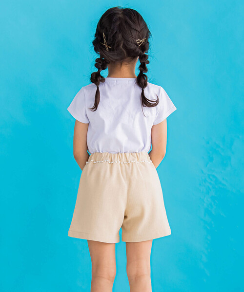 BeBe Petits Pois Vert(ベベプチポワヴェール)の「【店舗限定】無地ツイードポンポンつきキュロット(95~150cm)(その他パンツ・キッズ・ネイビー/ベージュ・120cm/130cm/140cm/100cm/150cm/110cm/95cm)」の19枚目の写真