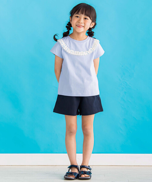 BeBe Petits Pois Vert(ベベプチポワヴェール)の「【店舗限定】無地ツイードポンポンつきキュロット(95~150cm)(その他パンツ・キッズ・ネイビー/ベージュ・120cm/130cm/140cm/100cm/150cm/110cm/95cm)」の20枚目の写真
