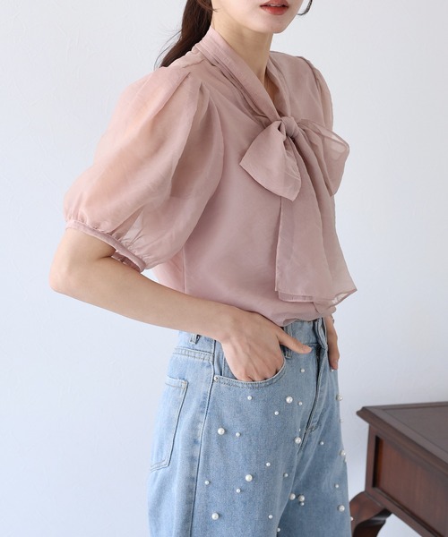 BLUEEAST（ブルーイースト）の「シアーボウタイブラウス（シャツ