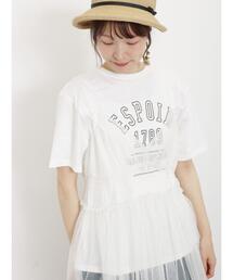 Samansa Mos2 | チュールキャミソール+ロゴTシャツセット(Tシャツ/カットソー)