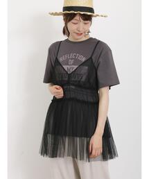 Samansa Mos2 | チュールキャミソール+ロゴTシャツセット(Tシャツ/カットソー)