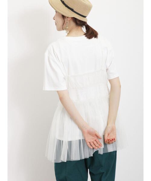 Samansa Mos2(サマンサ モスモス)の「チュールキャミソール+ロゴTシャツセット(Tシャツ/カットソー・レディース・オレンジ/グリーン/チャコールグレー/オフホワイト・F)」の12枚目の写真