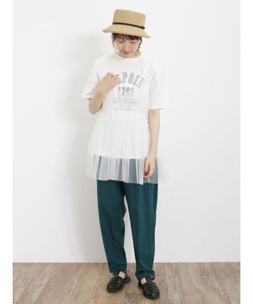 Samansa Mos2(サマンサ モスモス)の「チュールキャミソール+ロゴTシャツセット(Tシャツ/カットソー・レディース・オレンジ/グリーン/チャコールグレー/オフホワイト・F)」の15枚目の写真