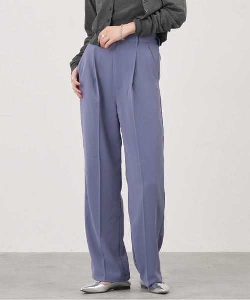 1chaku.（イッチャク）の「ハイウエストスラックスパンツ（スラックス・レディース・ダークグリーン/ブルー/ミント/チャコール/グレイッシュベージュ/ブラック/アイボリー/ピンク・マルチサイズ）」の7枚目の写真