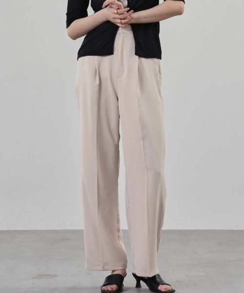 1chaku.（イッチャク）の「ハイウエストスラックスパンツ（スラックス・レディース・ダークグリーン/ブルー/ミント/チャコール/グレイッシュベージュ/ブラック/アイボリー/ピンク・マルチサイズ）」の2枚目の写真