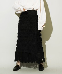 Aphlotus（アプロタス）の「5G カシミヤタッチ ヘムタッセル フリンジニットスカート（スカート）」