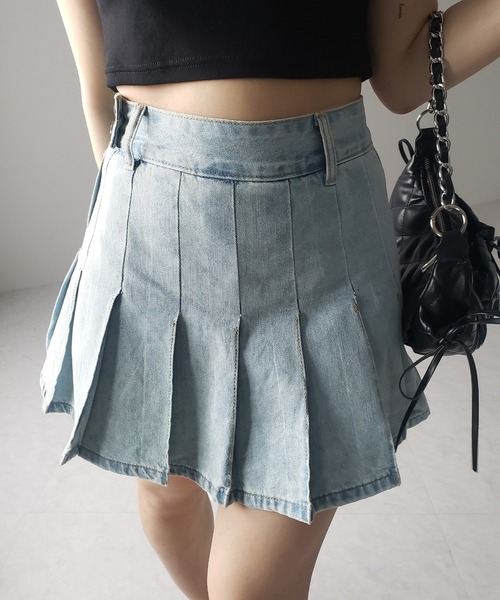 me+em select(ミームセレクト)の「※※【 インパン裏地付き 】ヴィンテージプリーツデニムミニスカート / vintage pleated denim mini skirt(デニムスカート・レディース・ダークブルー/ライトブルー・LARGE/MEDIUM/SMALL)」の10枚目の写真