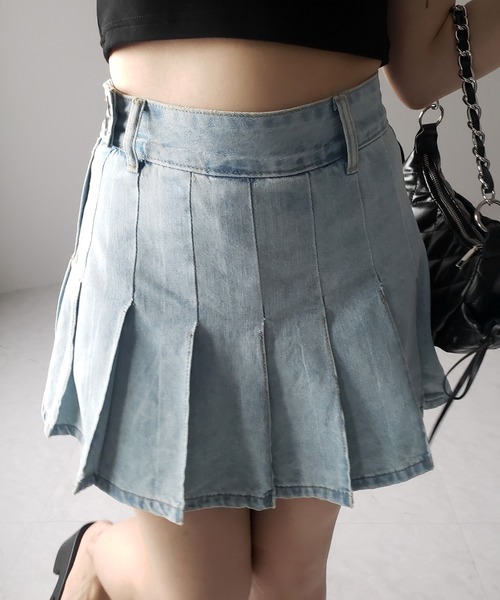 me+em select(ミームセレクト)の「※※【 インパン裏地付き 】ヴィンテージプリーツデニムミニスカート / vintage pleated denim mini skirt(デニムスカート・レディース・ダークブルー/ライトブルー・LARGE/MEDIUM/SMALL)」の11枚目の写真