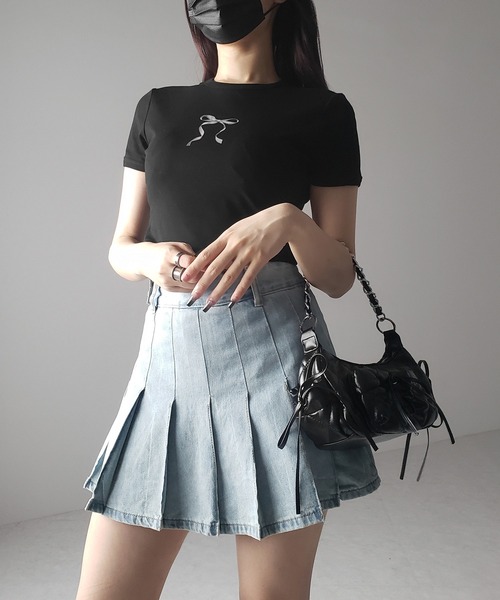 me+em select(ミームセレクト)の「※※【 インパン裏地付き 】ヴィンテージプリーツデニムミニスカート / vintage pleated denim mini skirt(デニムスカート・レディース・ダークブルー/ライトブルー・LARGE/MEDIUM/SMALL)」の12枚目の写真
