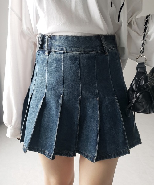 me+em select(ミームセレクト)の「※※【 インパン裏地付き 】ヴィンテージプリーツデニムミニスカート / vintage pleated denim mini skirt(デニムスカート・レディース・ダークブルー/ライトブルー・LARGE/MEDIUM/SMALL)」の16枚目の写真