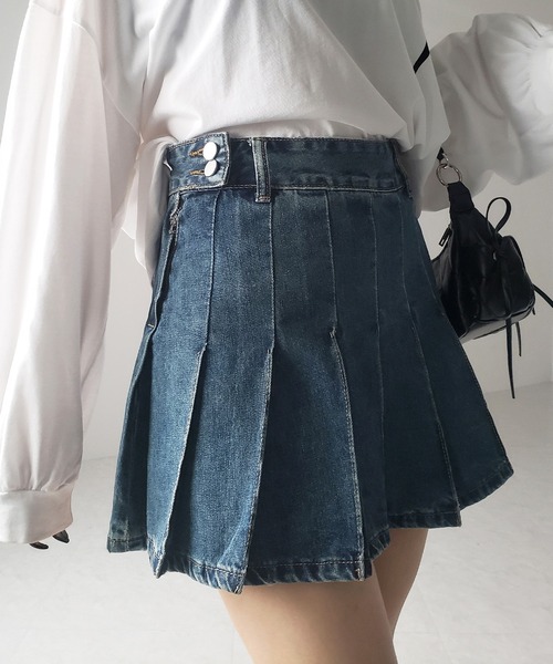 me+em select(ミームセレクト)の「※※【 インパン裏地付き 】ヴィンテージプリーツデニムミニスカート / vintage pleated denim mini skirt(デニムスカート・レディース・ダークブルー/ライトブルー・LARGE/MEDIUM/SMALL)」の18枚目の写真
