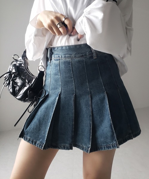me+em select(ミームセレクト)の「※※【 インパン裏地付き 】ヴィンテージプリーツデニムミニスカート / vintage pleated denim mini skirt(デニムスカート・レディース・ダークブルー/ライトブルー・LARGE/MEDIUM/SMALL)」の19枚目の写真