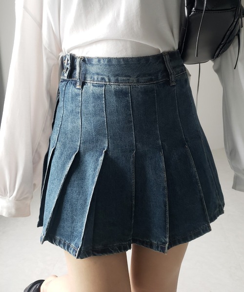 me+em select(ミームセレクト)の「※※【 インパン裏地付き 】ヴィンテージプリーツデニムミニスカート / vintage pleated denim mini skirt(デニムスカート・レディース・ダークブルー/ライトブルー・LARGE/MEDIUM/SMALL)」の20枚目の写真