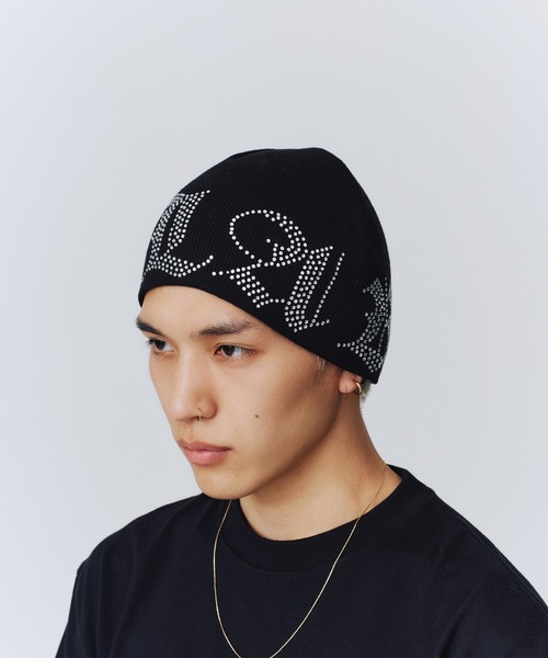 XLARGE(エクストララージ)の「RHINESTONE LOGO KNIT CAP(ニットキャップ/ビーニー・メンズ・ブラック・ONE SIZE)」の5枚目の写真