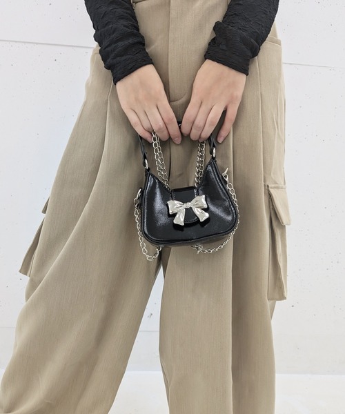 poiregnee（ポワニェ）の「［select］2WAYミニバッグ（ショルダーバッグ・レディース・ブラック/シルバー・FREE）」の10枚目の写真