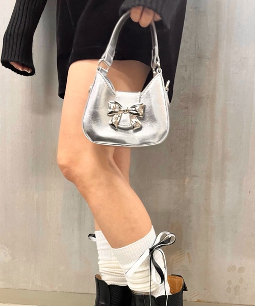 poiregnee（ポワニェ）の「［select］2WAYミニバッグ（ショルダーバッグ・レディース・ブラック/シルバー・FREE）」の11枚目の写真