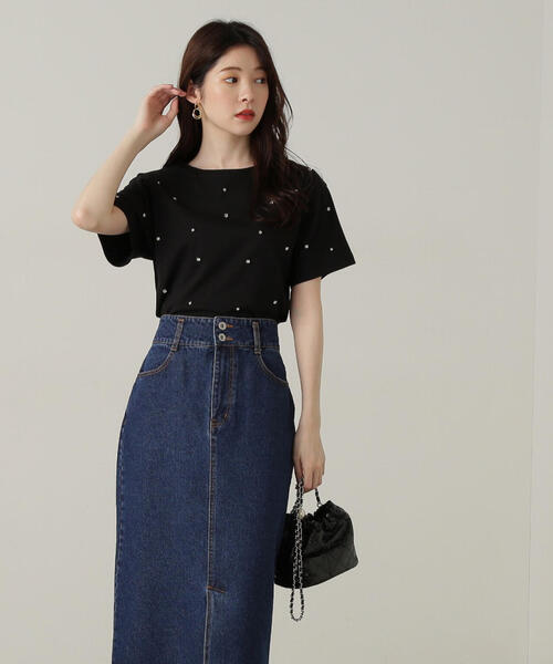 PROPORTION BODY DRESSING(プロポーションボディドレッシング)の「ストーンTシャツ / 1214260501(Tシャツ/カットソー・レディース・ブラック/ブラック系その他/ホワイト・FREE)」の7枚目の写真