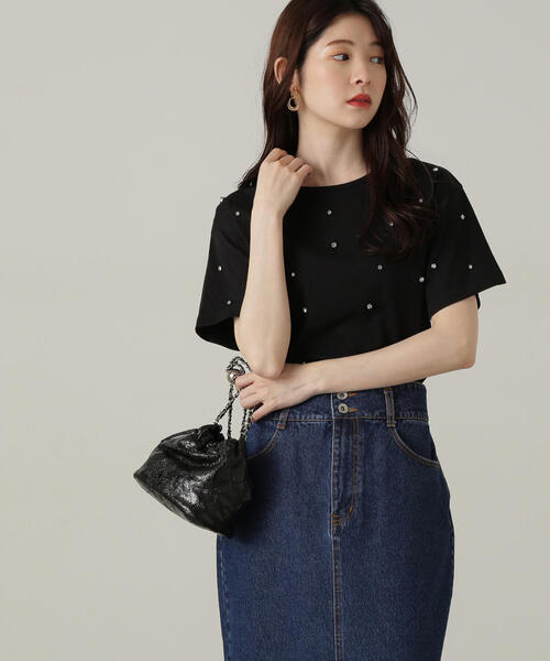 PROPORTION BODY DRESSING(プロポーションボディドレッシング)の「ストーンTシャツ / 1214260501(Tシャツ/カットソー・レディース・ブラック/ブラック系その他/ホワイト・FREE)」の5枚目の写真