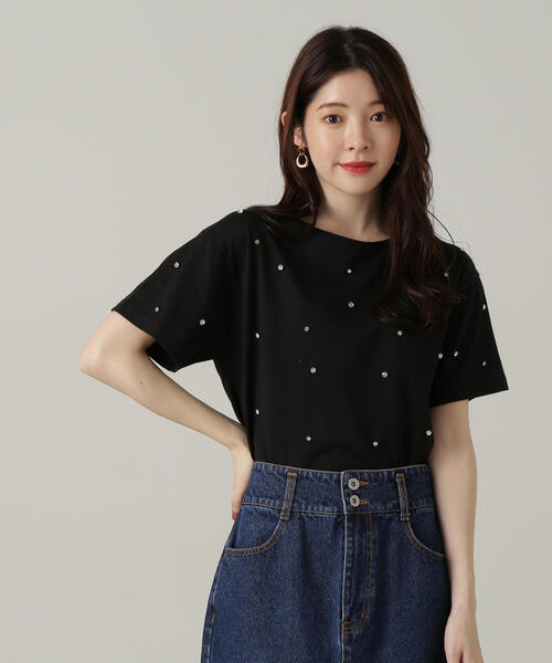 PROPORTION BODY DRESSING(プロポーションボディドレッシング)の「ストーンTシャツ / 1214260501(Tシャツ/カットソー・レディース・ブラック/ブラック系その他/ホワイト・FREE)」の2枚目の写真