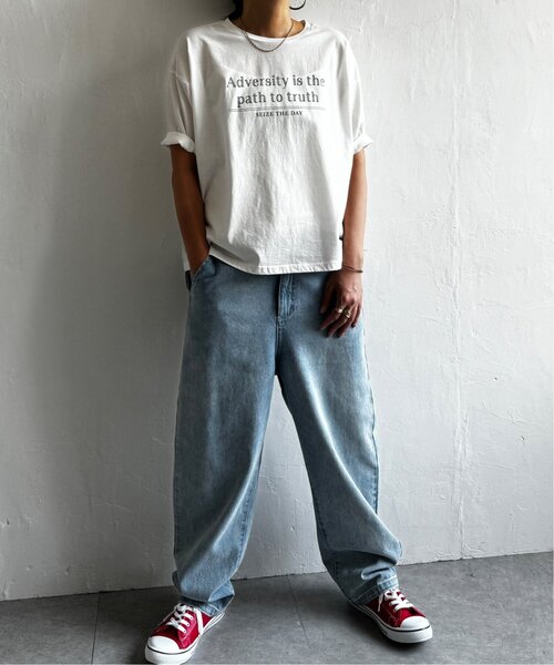 LBC(エルビーシー)の「シルケット天竺プリントTee(Tシャツ/カットソー・レディース・チャコール/ホワイト・M)」の6枚目の写真