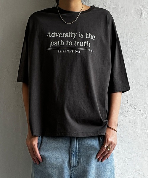 LBC(エルビーシー)の「シルケット天竺プリントTee(Tシャツ/カットソー・レディース・チャコール/ホワイト・M)」の2枚目の写真