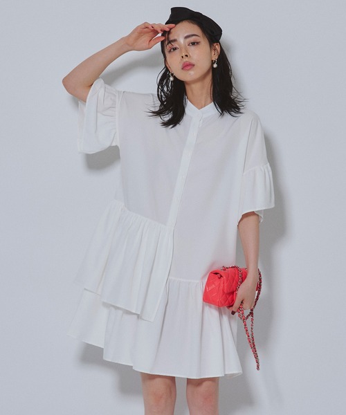 【セール】【Narcissus】フリルシャツワンピース（シャツワンピース）｜Narcissus（ナルシス）
