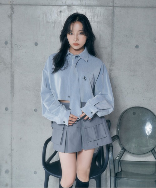 ANDGEEBEE（アンジービー）の「ネクタイセットシャツ（シャツ/ブラウス・レディース・ブルー/グレー・FREE）」の7枚目の写真