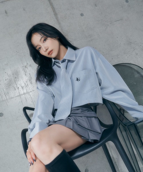 ANDGEEBEE（アンジービー）の「ネクタイセットシャツ（シャツ/ブラウス・レディース・ブルー/グレー・FREE）」の8枚目の写真