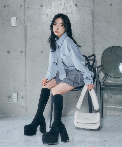 ANDGEEBEE（アンジービー）の「ネクタイセットシャツ（シャツ/ブラウス・レディース・ブルー/グレー・FREE）」の9枚目の写真