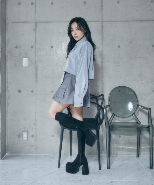 ANDGEEBEE（アンジービー）の「ネクタイセットシャツ（シャツ/ブラウス・レディース・ブルー/グレー・FREE）」の12枚目の写真