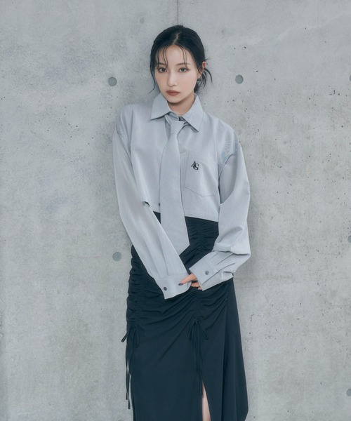 ANDGEEBEE（アンジービー）の「ネクタイセットシャツ（シャツ/ブラウス・レディース・ブルー/グレー・FREE）」の19枚目の写真