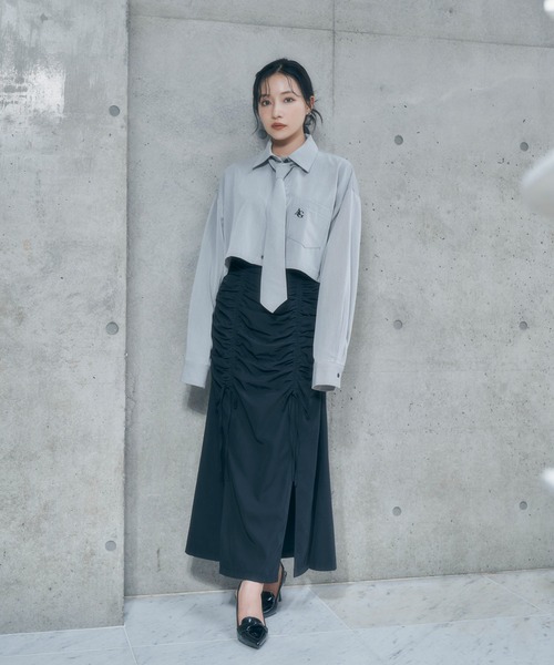 ANDGEEBEE（アンジービー）の「ネクタイセットシャツ（シャツ/ブラウス・レディース・ブルー/グレー・FREE）」の21枚目の写真