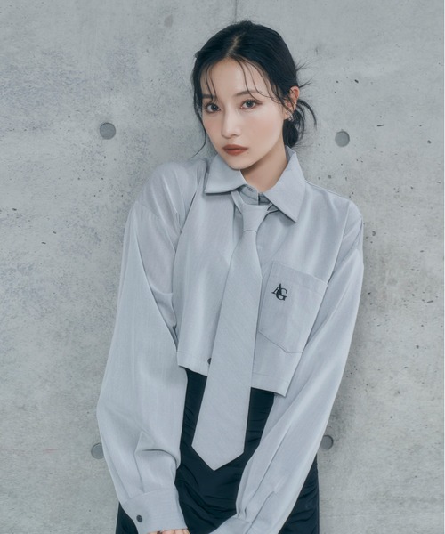 ANDGEEBEE（アンジービー）の「ネクタイセットシャツ（シャツ/ブラウス・レディース・ブルー/グレー・FREE）」の17枚目の写真