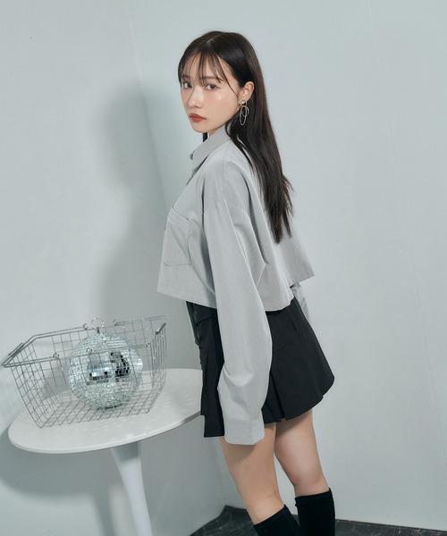 ANDGEEBEE（アンジービー）の「ネクタイセットシャツ（シャツ/ブラウス・レディース・ブルー/グレー・FREE）」の4枚目の写真