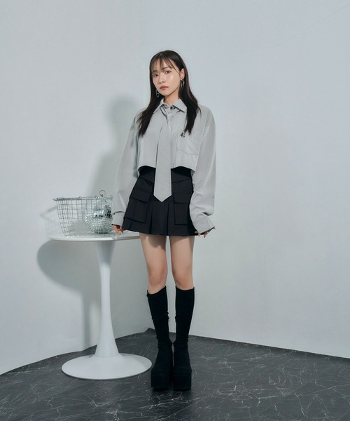 ANDGEEBEE（アンジービー）の「ネクタイセットシャツ（シャツ/ブラウス・レディース・ブルー/グレー・FREE）」の5枚目の写真