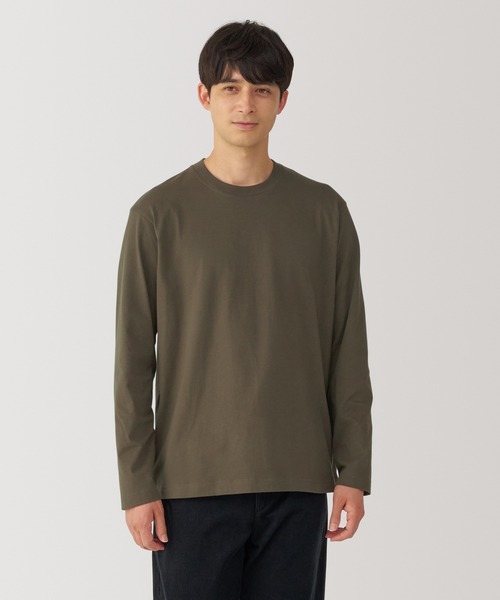 無印良品(ムジルシリョウヒン)の「紳士 起毛クルーネック長袖Tシャツ(Tシャツ/カットソー・メンズ・カーキ/ブラック/オレンジ系/ホワイト/ネイビー/ブルー系・XL/L/M/S)」の4枚目の写真