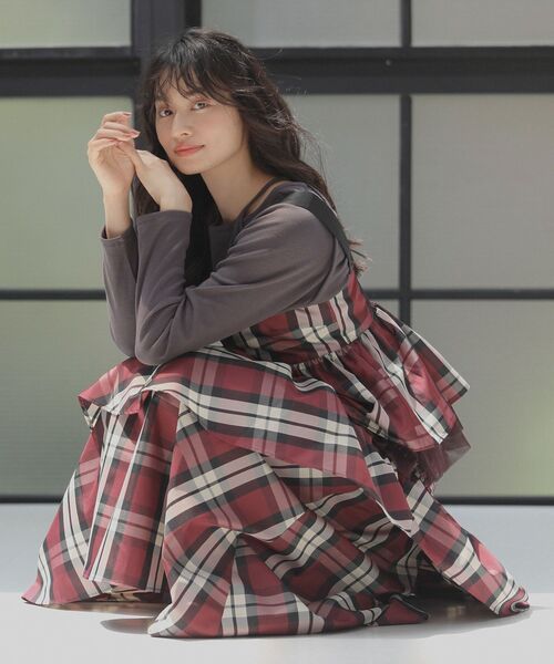 Sugar spoon(シュガースプーン)の「・SUGARSPOONチェックドロストティアードスカート(スカート・レディース・ブルー/ボルドー・FREE)」の7枚目の写真