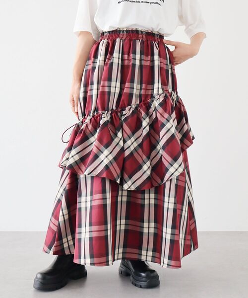 Sugar spoon(シュガースプーン)の「・SUGARSPOONチェックドロストティアードスカート(スカート・レディース・ブルー/ボルドー・FREE)」の8枚目の写真