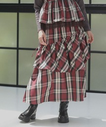 ・SUGARSPOONチェックドロストティアードスカート