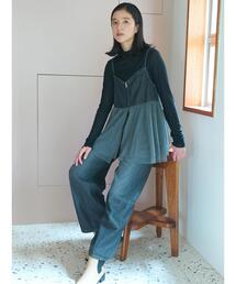 Samansa Mos2 blue | 【ECO DENIM】チュール切替キャミビスチェ(シャツ/ブラウス)