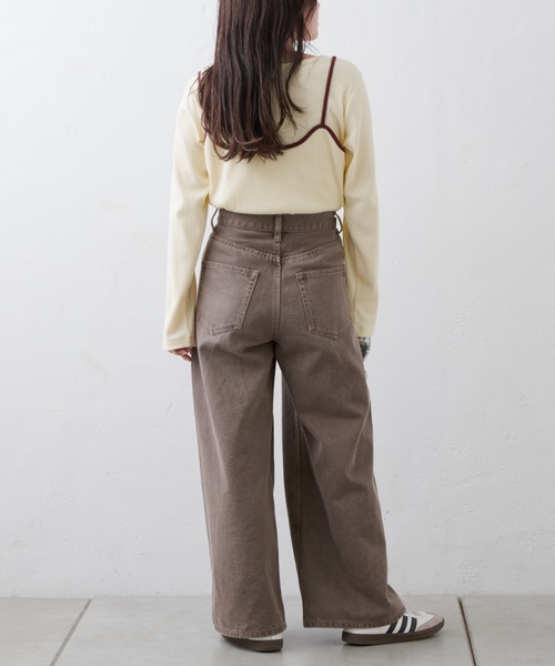 CIAOPANIC TYPY（チャオパニックティピー）の「リブアシメキャミレイヤードトップス（Tシャツ/カットソー・レディース・グレー/アイボリー/ブラック/ネイビー/サックスブルー・ONE SIZE）」の12枚目の写真