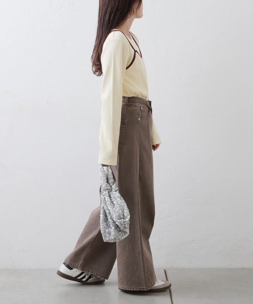 CIAOPANIC TYPY（チャオパニックティピー）の「リブアシメキャミレイヤードトップス（Tシャツ/カットソー・レディース・グレー/アイボリー/ブラック/ネイビー/サックスブルー・ONE SIZE）」の13枚目の写真