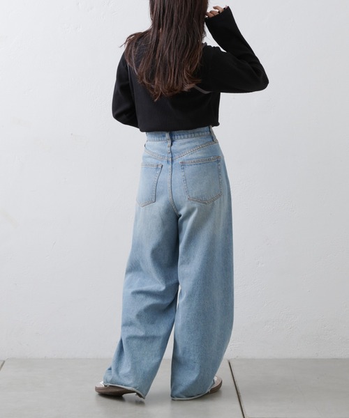 CIAOPANIC TYPY（チャオパニックティピー）の「リブアシメキャミレイヤードトップス（Tシャツ/カットソー・レディース・グレー/アイボリー/ブラック/ネイビー/サックスブルー・ONE SIZE）」の20枚目の写真