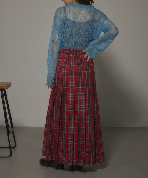 MAISON BREEZE reveur(メゾンブリーズレヴール)の「【MAISON BREEZE reveur】Tartan check pleated long skirt タータンチェック プリーツロングスカート XNN(スカート・レディース・レッド/ネイビー・FREE)」の14枚目の写真