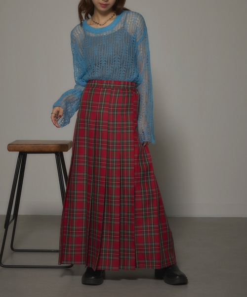 MAISON BREEZE reveur(メゾンブリーズレヴール)の「【MAISON BREEZE reveur】Tartan check pleated long skirt タータンチェック プリーツロングスカート XNN(スカート・レディース・レッド/ネイビー・FREE)」の11枚目の写真