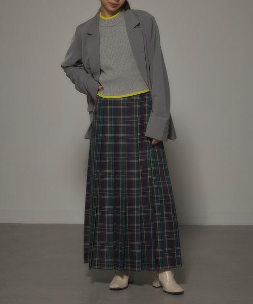 MAISON BREEZE reveur(メゾンブリーズレヴール)の「【MAISON BREEZE reveur】Tartan check pleated long skirt タータンチェック プリーツロングスカート XNN(スカート・レディース・レッド/ネイビー・FREE)」の3枚目の写真